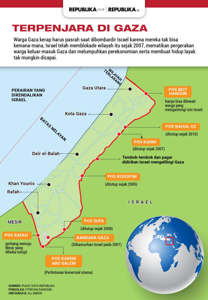 Peta Blokade Gaza. Zionis Israel berencana membuka jalur laut Siprus Selatan dan Jalur Gaza