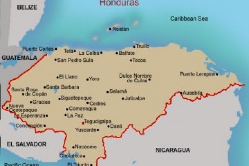 Peta Honduras, ilustrasi
