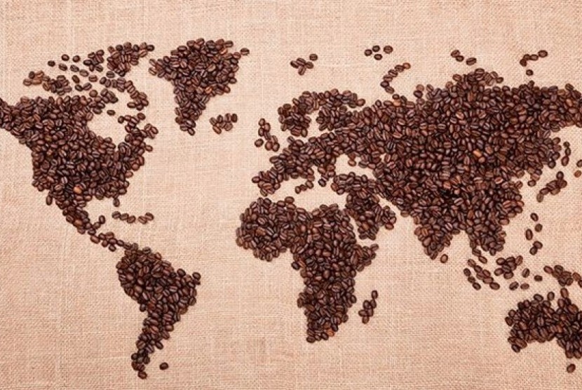 Peta Indonesia dengan kopi