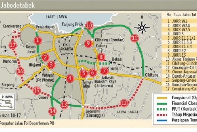 Peta Jalur Tol Jabodetabek 