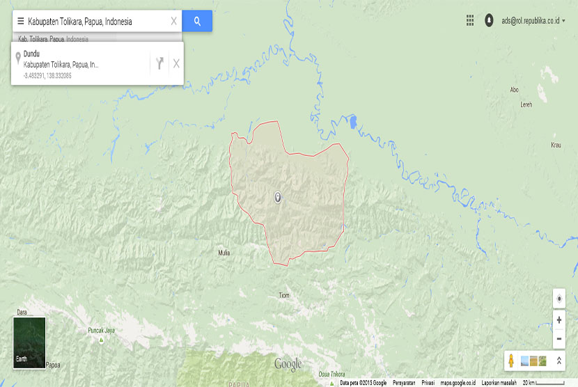 Peta Kabupaten Tolikara, Papua