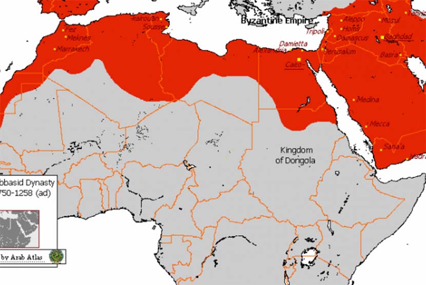 Peta kekuasaan Daulah Abbasiyah.