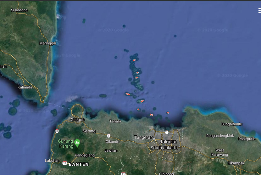 Peta Kepulauan Seribu di mana Pulau Sebaru berada.