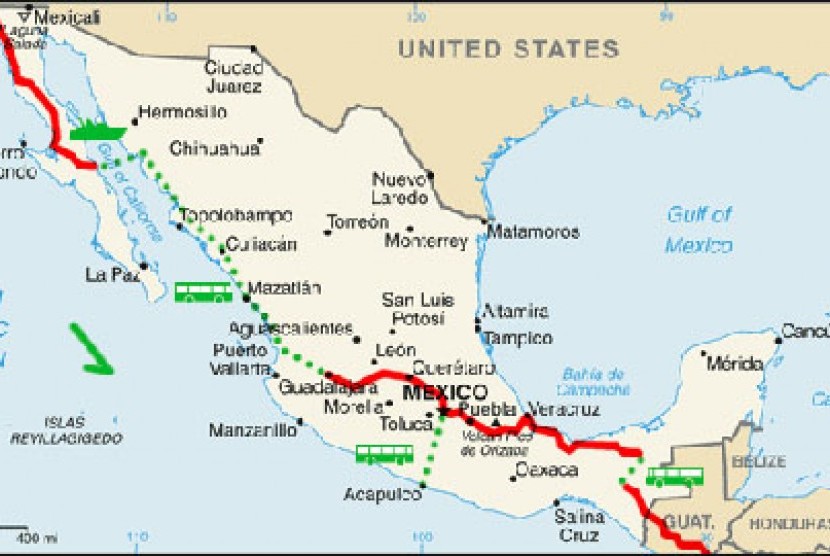 Peta Meksiko (ilustrasi)