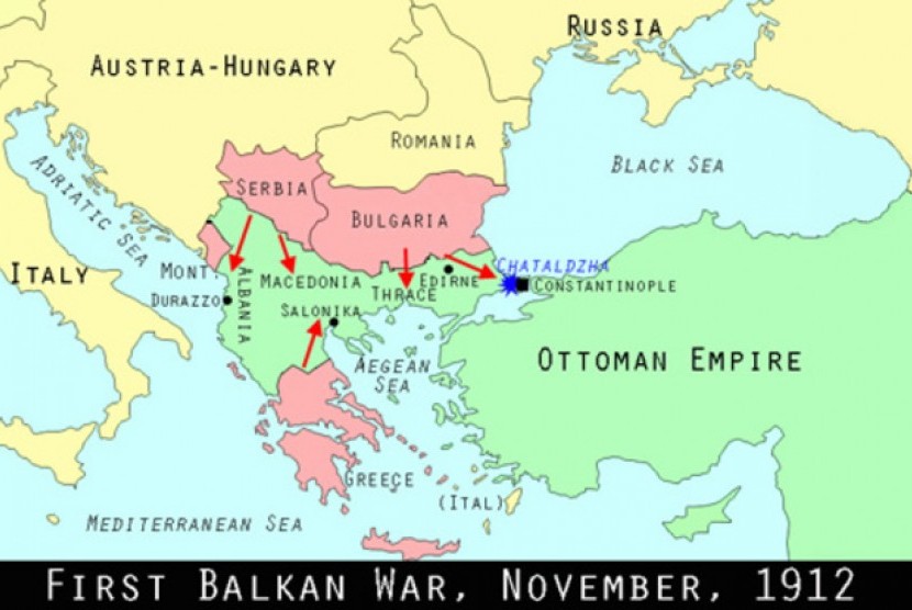 Peta negara Balkan pada 1912.