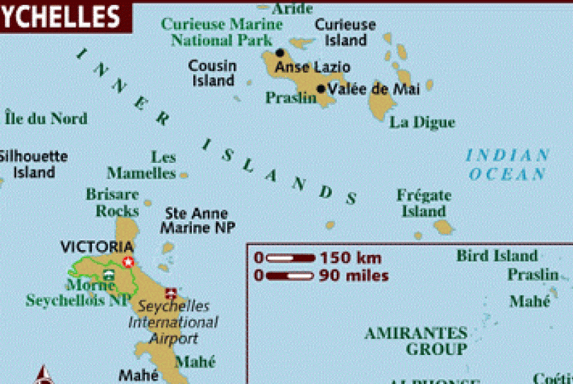 Peta Negara Seychelles.