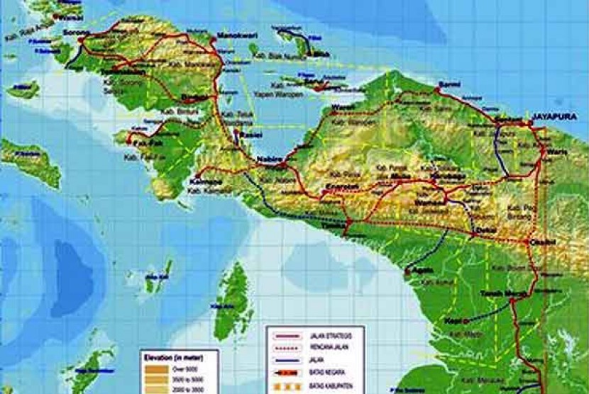 Ustadz Ziyad pernah berdakwah di zona merah Wamena Papua , Peta Papua. (Ilustrasi)