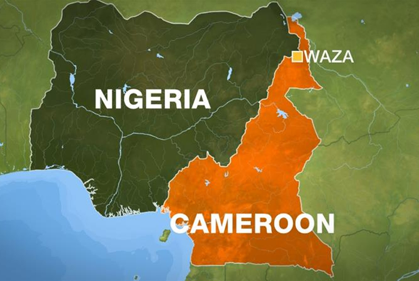 Peta perbatasan Kamerun dan Nigeria.