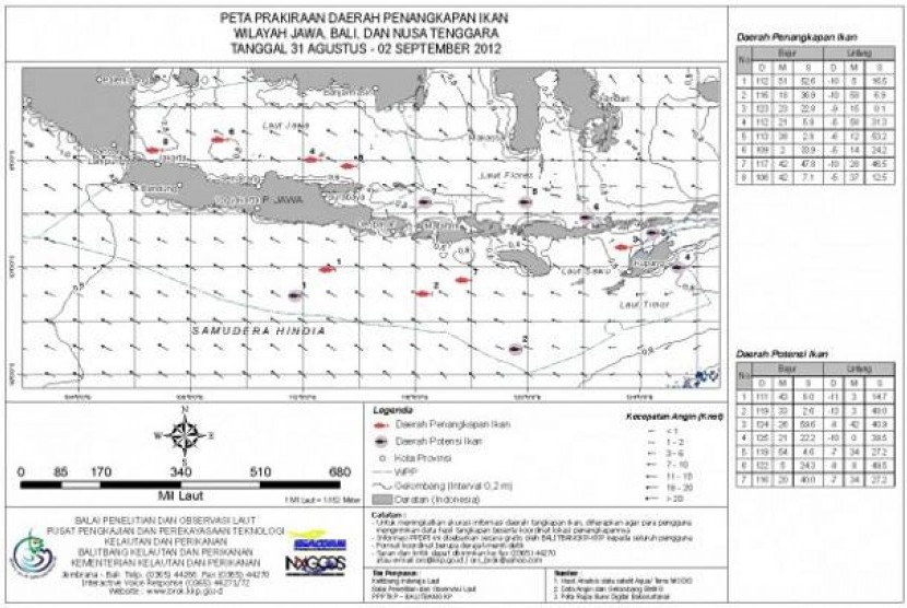 Peta perkiraan ikan di perairan Indonesia.