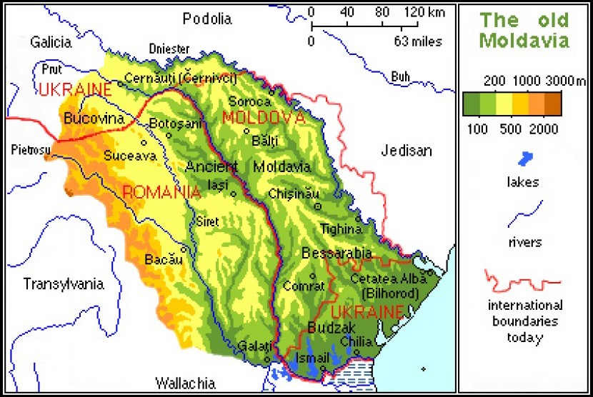 Peta Rumania dan Moldova. Wacana penyatuan Rumania dan Moldova terus menguat.