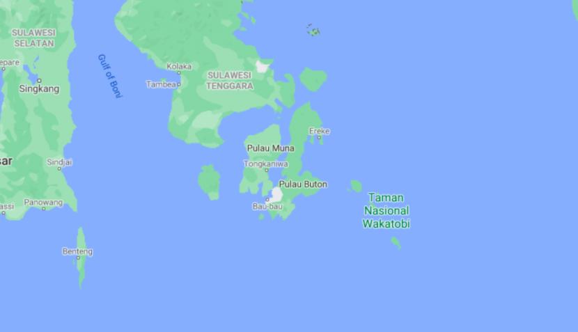 Peta Wakatobi, Sulawesi Tenggara.