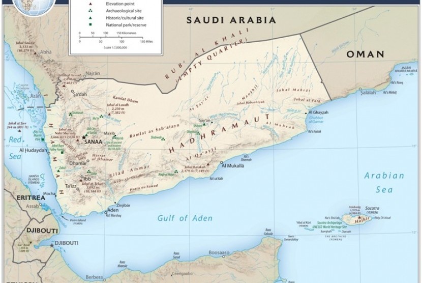 Yemen shares land with Saudi Arabia in its north border.