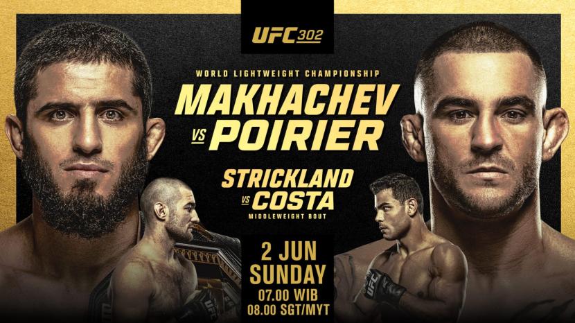 Petarung bela diri campuran Islam Makhachev membidik hattrick kemenangan saat melawan Dustin Poirier pada UFC 302 yang akan disiarkan Mola secara langsung dari New Jersey, AS, Ahad (2/6/2024) pukul 07.00 WIB.