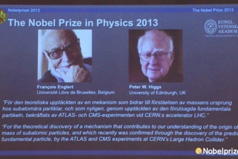 Peter Higgs dan Francois Englert yang mendapatkan nobel di bidang fisika 2013