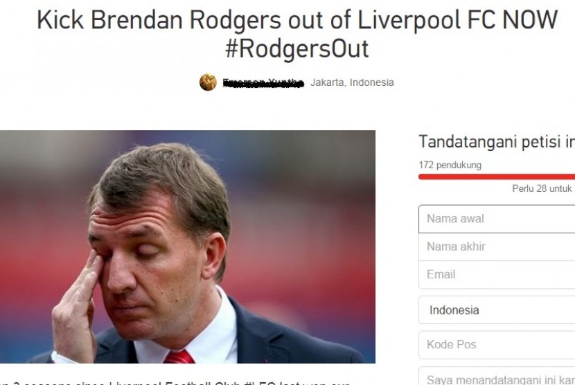 Petisi pecat Brendan Rodgers.