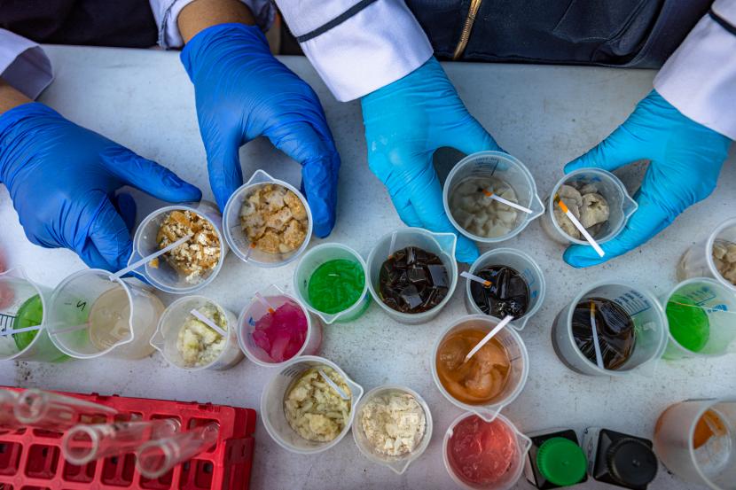 Petugas penguji Balai Besar Pengawasan Obat dan Makanan (BPOM) menguji sampel makanan dan minuman (ilustrasi)