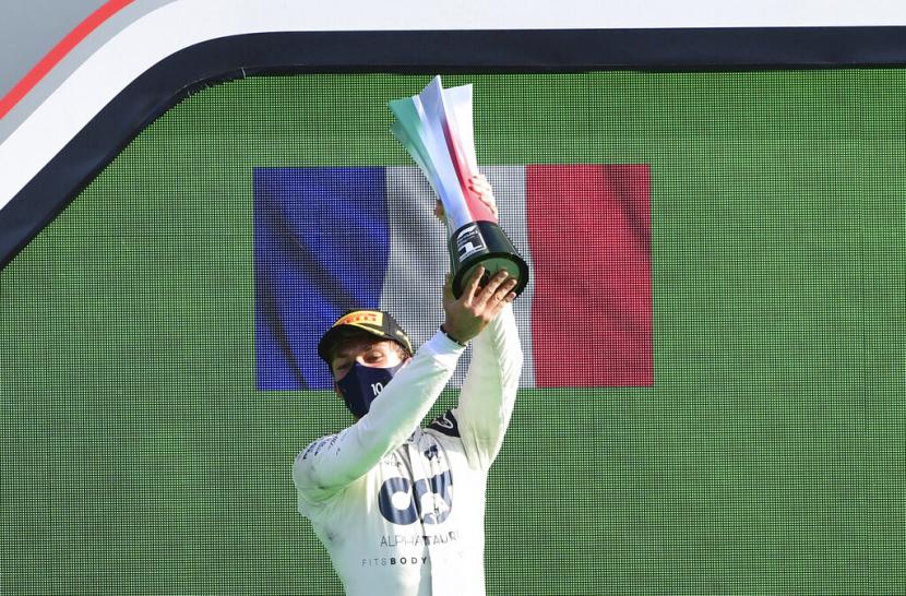 Pierre Gasly memenangkan Grand Prix Italia di Sirkuit Monza, Ahad (6/9).