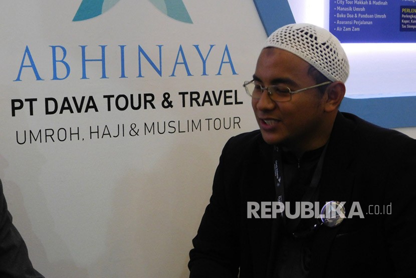 Pilgrimage and Marketing Advisor Abhinaya Tour and Travel, Ustaz Priyo S Nugroho di Garuda Indonesia Travel Fair (GATF) 2018, Jakarta Convention Center (JCC), Kamis (6/4). 