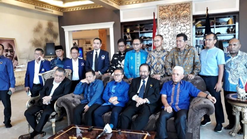 Pimpinan PAN berkunjung ke kantor DPP Nasdem, Jakarta, Selasa (10/3).(Republika/Nawir Arsyad Akbar)