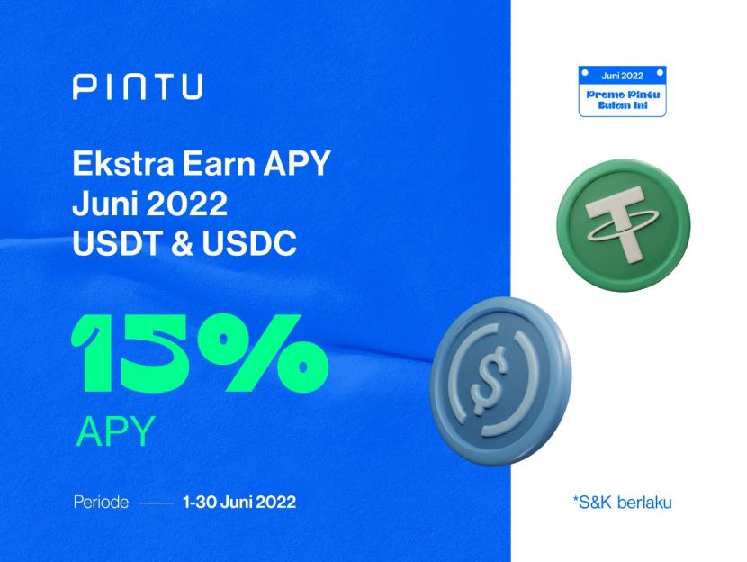 PINTU, platform jual beli dan investasi aset crypto terkemuka di Indonesia, memperpanjang program imbalan hingga 15 persen Annual Percentage Yield (APY) yang terdapat di fitur Pintu Earn hingga 30 Juni 2022. 