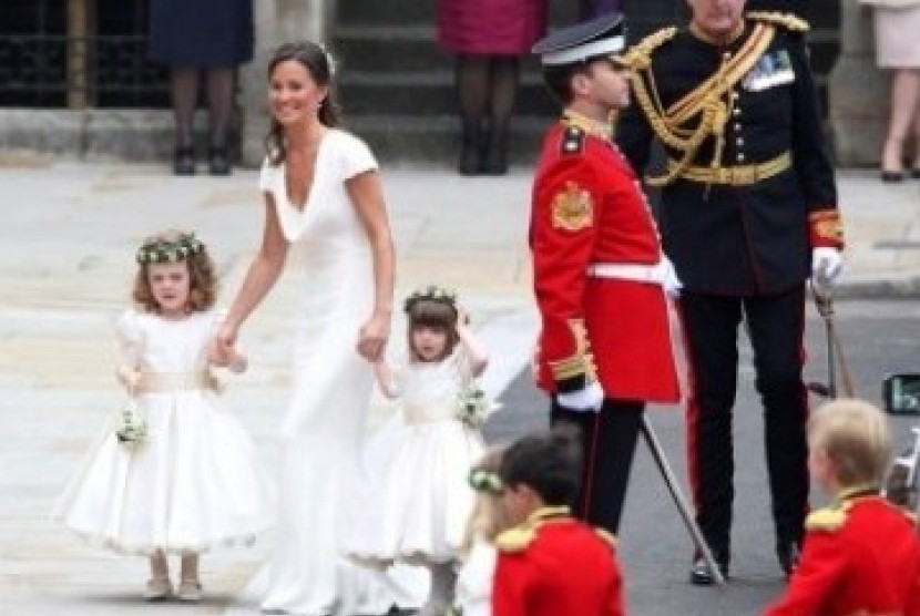 Pippa Middleton saat menjadi bridemaids dalam upaca pernikahan Pangeran William dan Kate Middleton