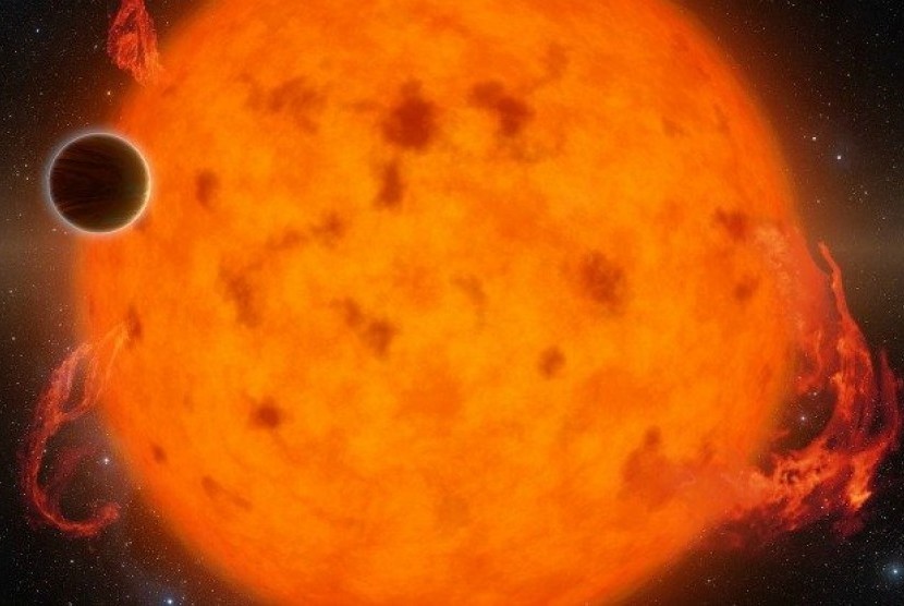 Planet raksasa mengorbit pada bintang yang berusia muda (ilustrasi).