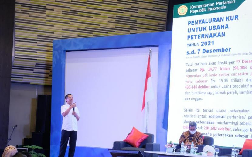 Plt Direktur Pengolahan dan Pemasaran Hasil Peternakan Ditjen PKH, Makmun pada acara Rakonteknas II di Hotel Novotel Bandar Lampung