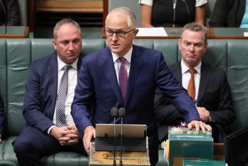  PM Australia, Malcolm Turnbull berbicara di parlemen soal temuan komisi khusus tentang pelecehan seksual pada anak-anak.