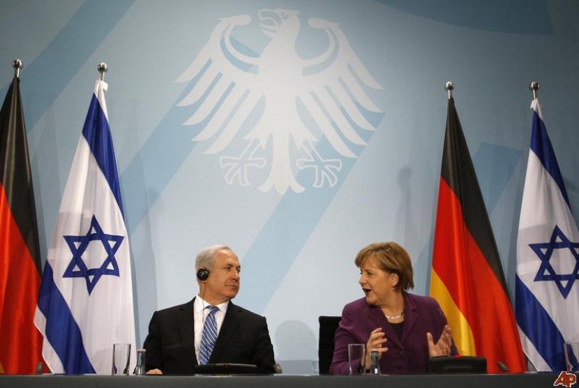 PM Israel Benjamin Netanyahu dan Kanselir Jerman Angela Merkel
