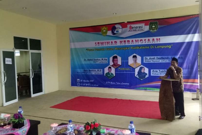 PMII Putri (Kopri) pengurus Koordinator Cabang (PKC) Lampung bekerja sama dengan Generasi Muda Muslim Indonesia (GMMI) menggelar seminar kebangsaan