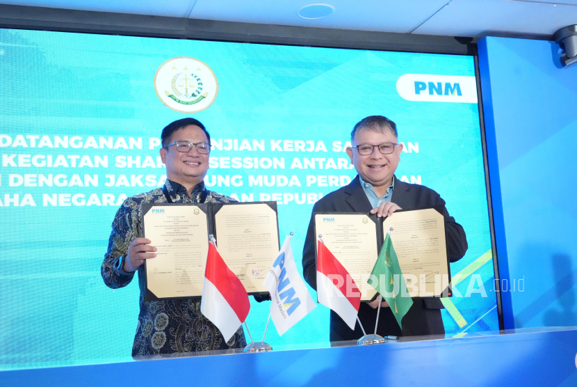 PNM dan JAM DATUN menandatangani perjanjian kerja sama sebagai sinergi antara BUMN dan institusi penegak hukum. 