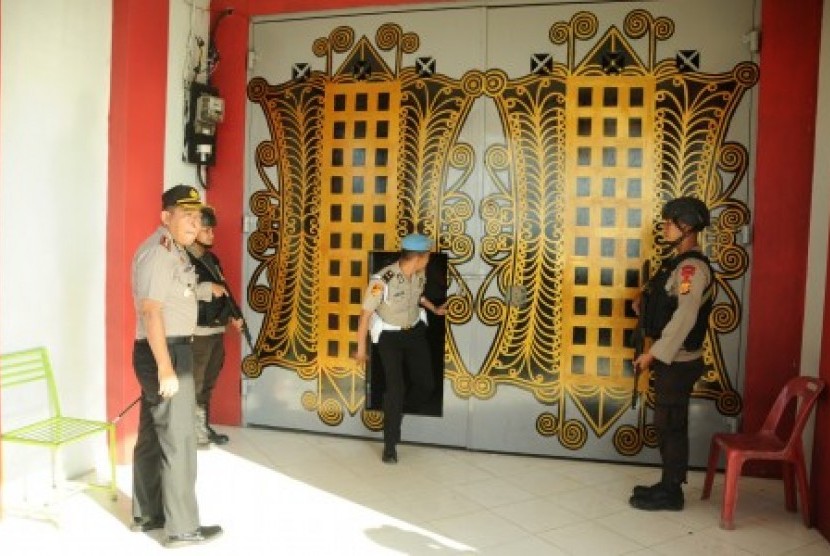 Polda Aceh memperketat pengamanan Lembaga Permasyarakat Kelas II A Lambaro, Aceh Besar. 