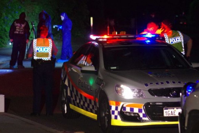 Polisi Australia di lokasi kejadian di Canning Vale, Perth.