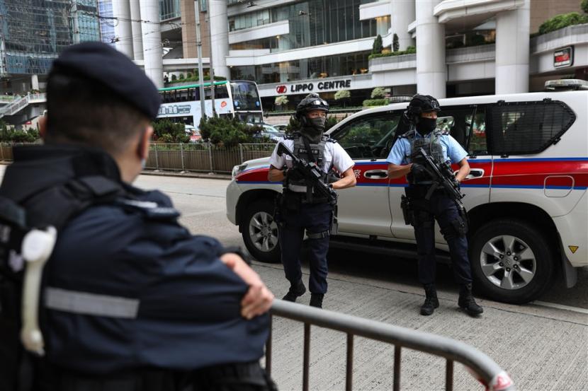  Polisi Hong Kong sedang bertugas (ilustrasi). 