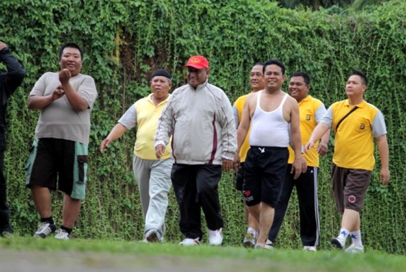 Polisi yang kelebihan berat badan, termasuk gendut, tengah ikut program penurunan berat badan. 