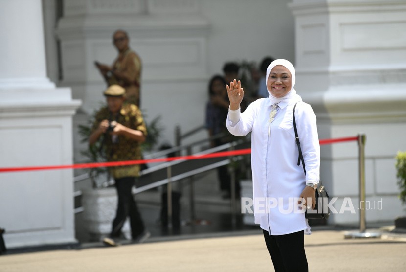 Politisi PKB Ida Fauziah tiba di Kompleks Istana Kepresidenan di Jakarta, Selasa (22/10/2019). 