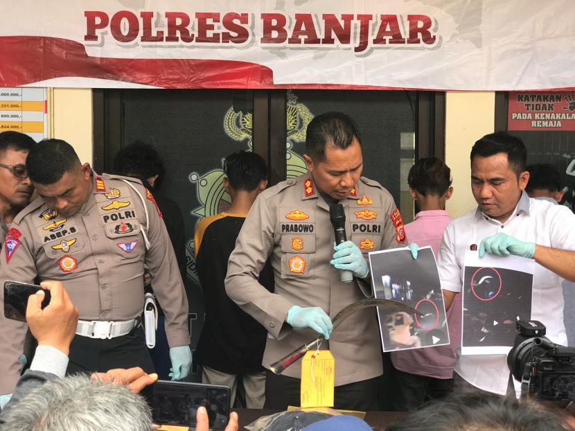Polres Banjar menggelar konferensi pers terkait kasus geng motor ugal-ugalan, Kamis (19/1/2023). 
