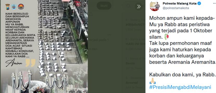 Polres Kota Malang ucapkan permohonan maaf.