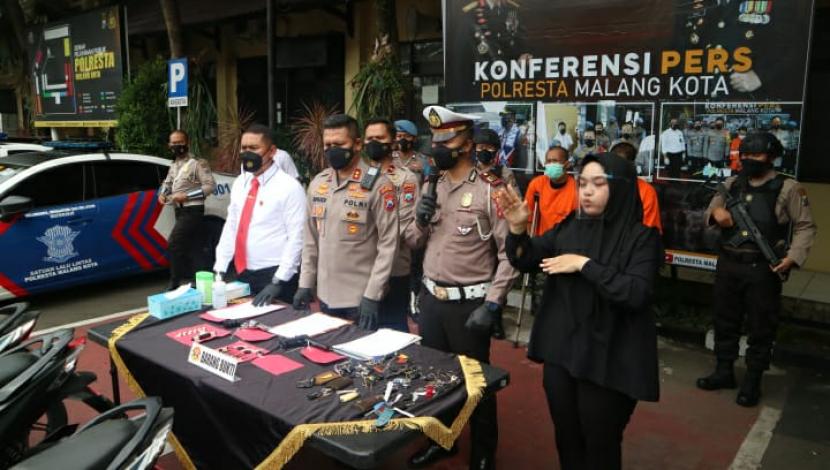  Polresta Malang Kota (Makota) merilis kasus curanmor di Mapolresta Makota, Senin (4/10).