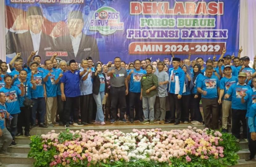Poros Buruh Banten Deklarasi dukung AMIN.
