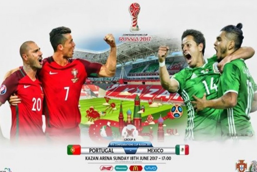 Portugal vs Meksiko pada piala konfederasi di Kazan.