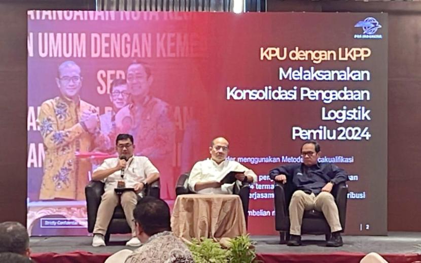 Pos Indonesia menggelar Logistic Day di Hall Four Point Sheraton Hotel Medan, Kamis (10/8/2023).