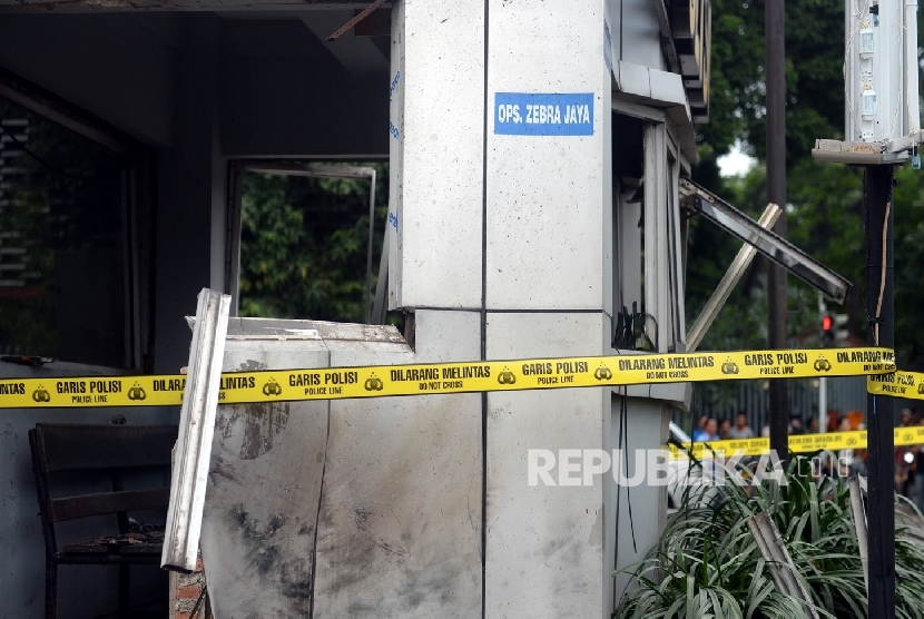 Pos Polisi Sarinah tempat ledakan bom pada Kamis (14/1).