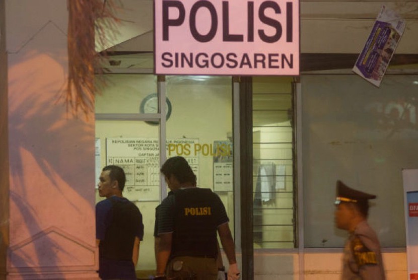 Pos Polisi Singosaren, lokasi peristiwa penembakan oleh orang tak dikenal yang menewaskan seorang anggota polisi.