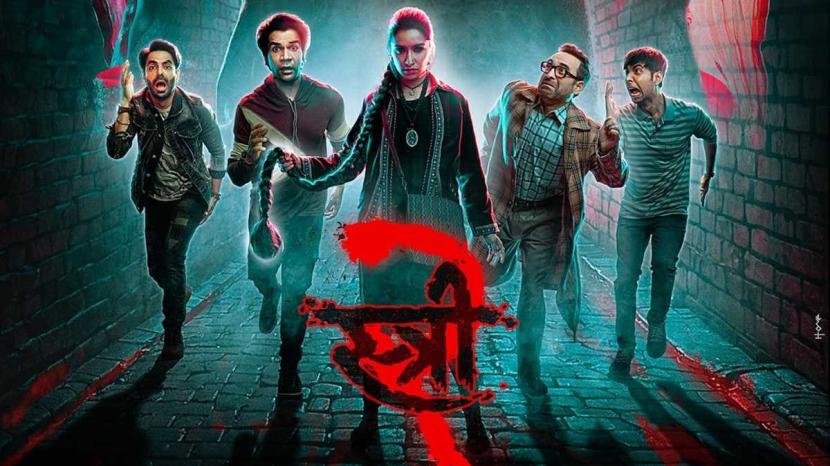 Poster film Stree 2. Film bergenre horor komedi asal India ini menorehkan rekor gemilang di box office.