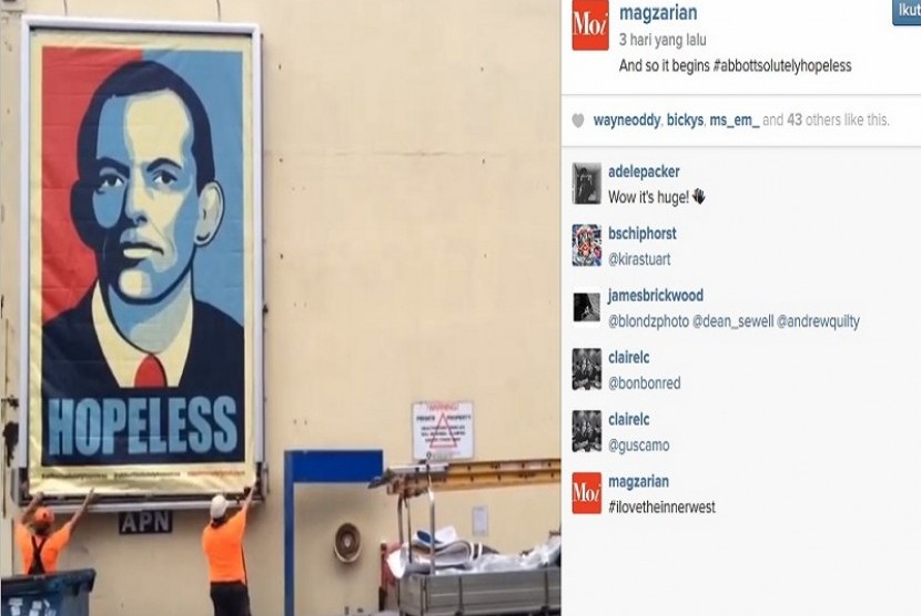 Poster Perdana Menteri Tony Abbott yang dibuat Michael Agzarian