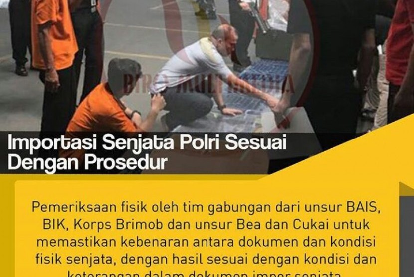 Postingan soal pembelian senjata di laman akun Instagram resmi Divisi Humas Polri, @divisihumaspolri, Selasa (3/10) malam