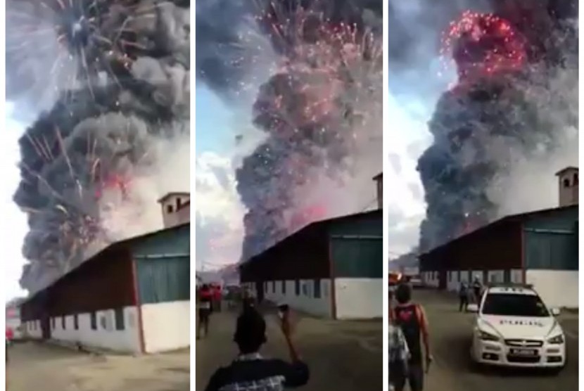 Pieces of amateur video images of firecracker factory explosion in Kosambi, Tangerang District.
