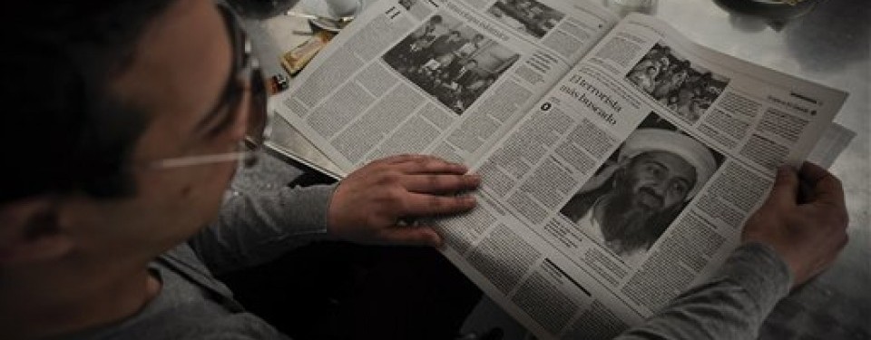 Potret Osama jadi headline sebuah koran.