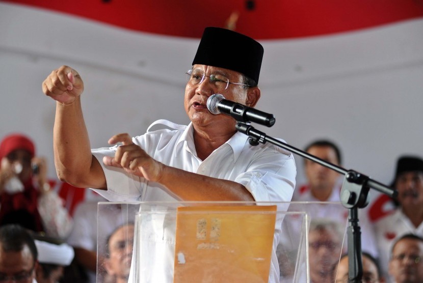 Prabowo Subianto announces his rejection of 2014's presidential election in Jakarta, Tuesday.